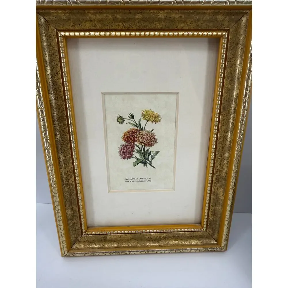 Gold Picture Frame Lot 3 Botanical Pineapple Floral Easel Wall Decor Eclectic